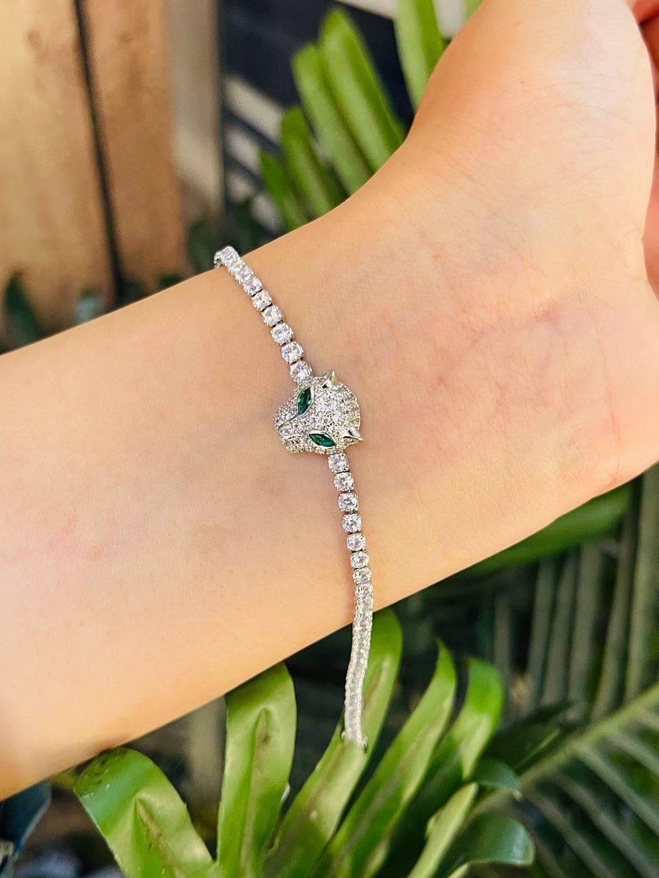 Silver Panther Crystal Bracelet
