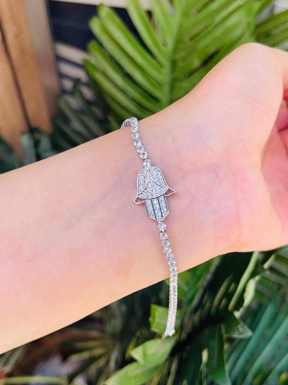 Hamsa Hand Crystal Bracelet