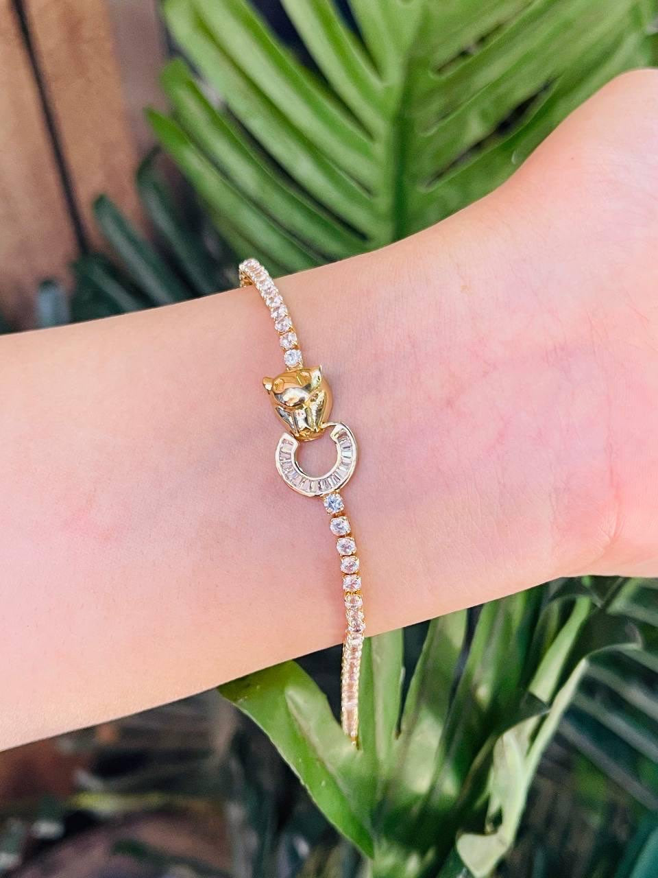 Gold Panther Crystal Bracelet