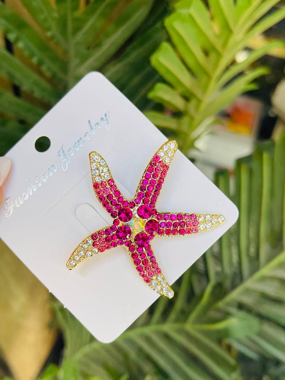 Crystal Starfish Brooch – Pink