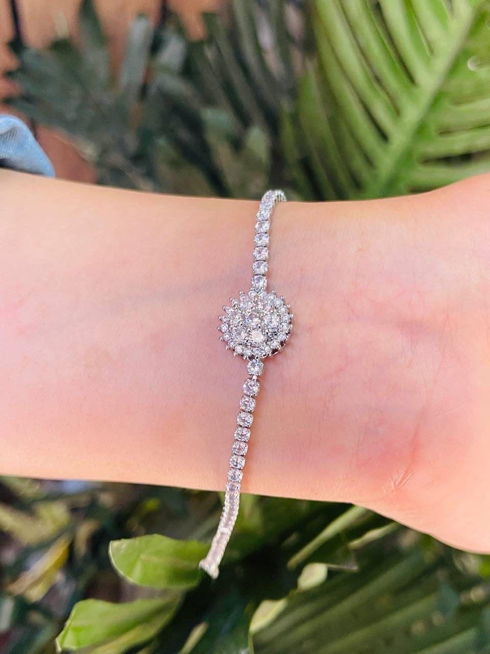 Rectangle Diamond Halo Bracelet