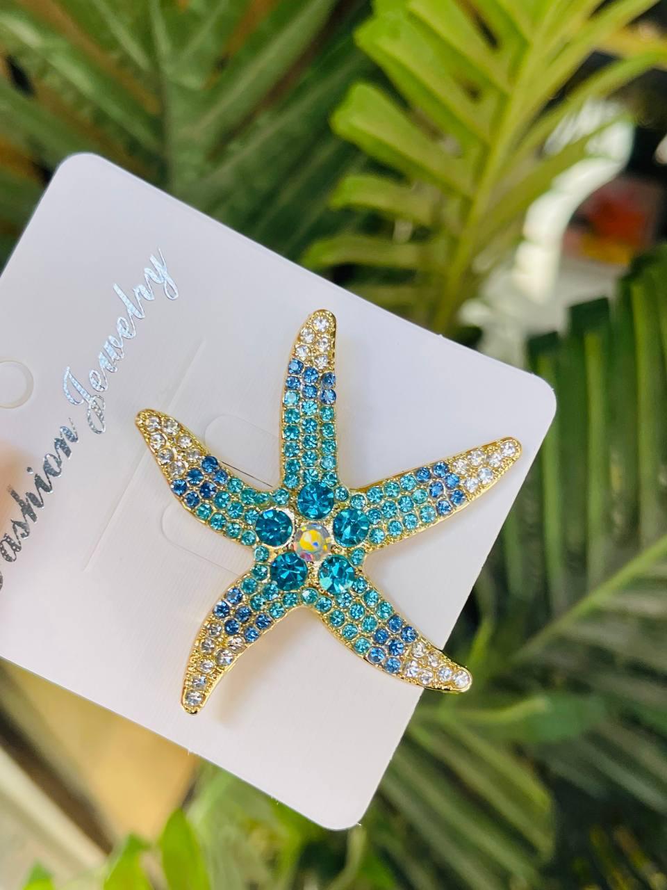 Crystal Starfish Brooch – Blue